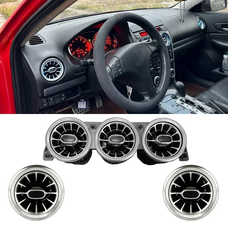 Car Accessories 5PCS LED Front Dashboard AC Air Condition Vent Outlet Turbo Interior Trim For Mazda 6 M6 2006-2015