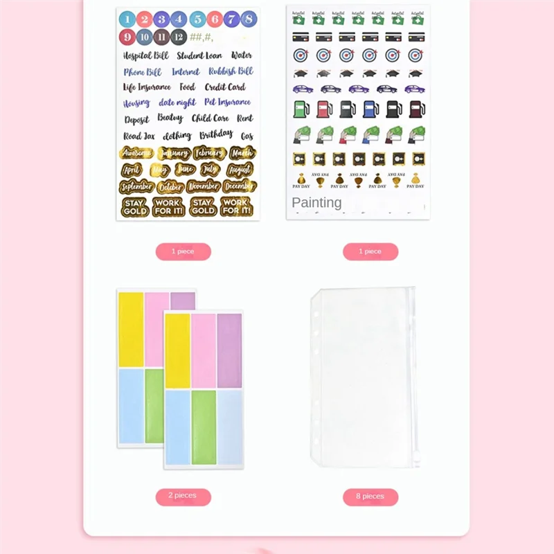 Popular 1 conjunto de pasta de orçamento A6, pasta de orçamento com envelopes com zíper, A