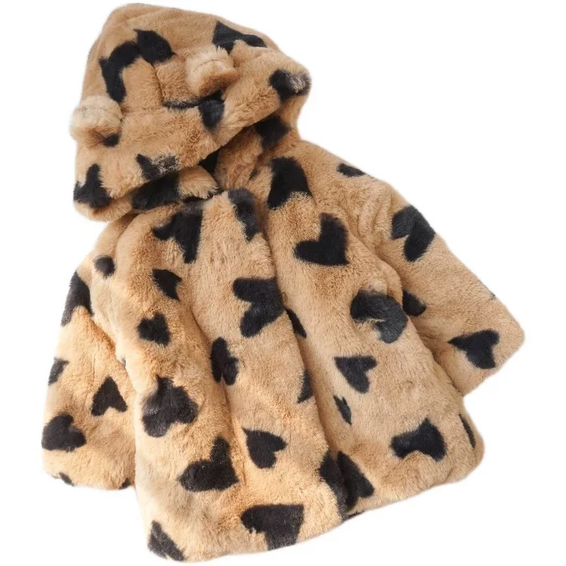 2025 Thickened Fur Integrated Fur Girls' New Winter Clothing, Imitating Mink Children's Warm Winter Clothing