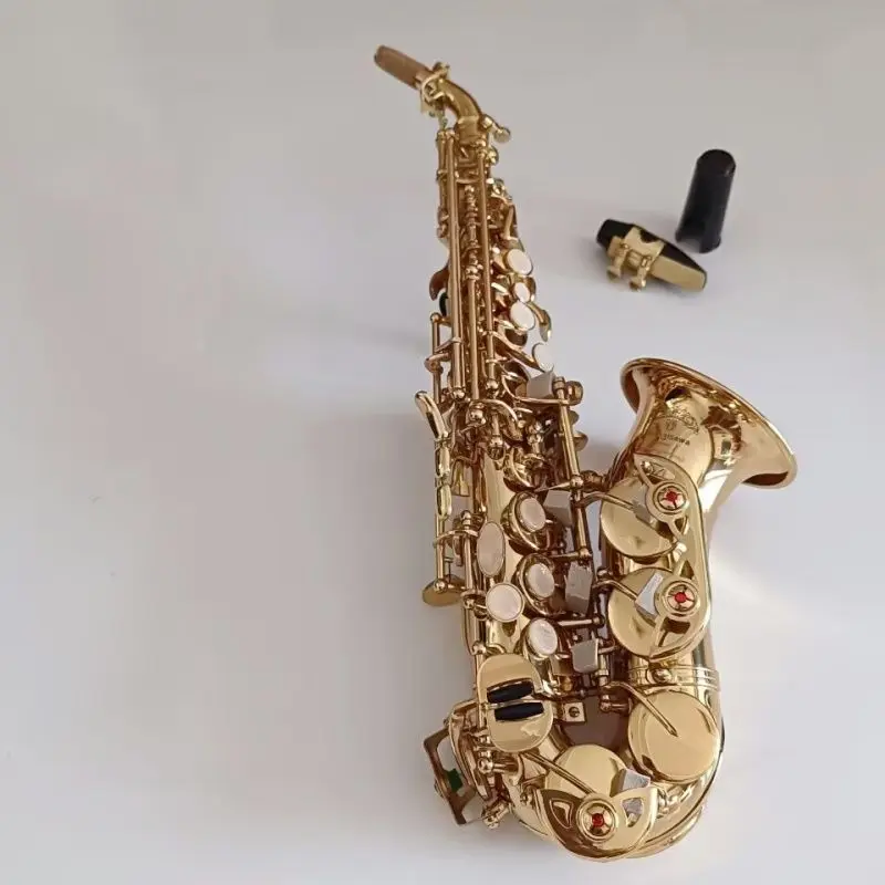 New Curved Soprano Saxophone Gold Sax Curved Soprano Musical Instruments Professional Included Case
