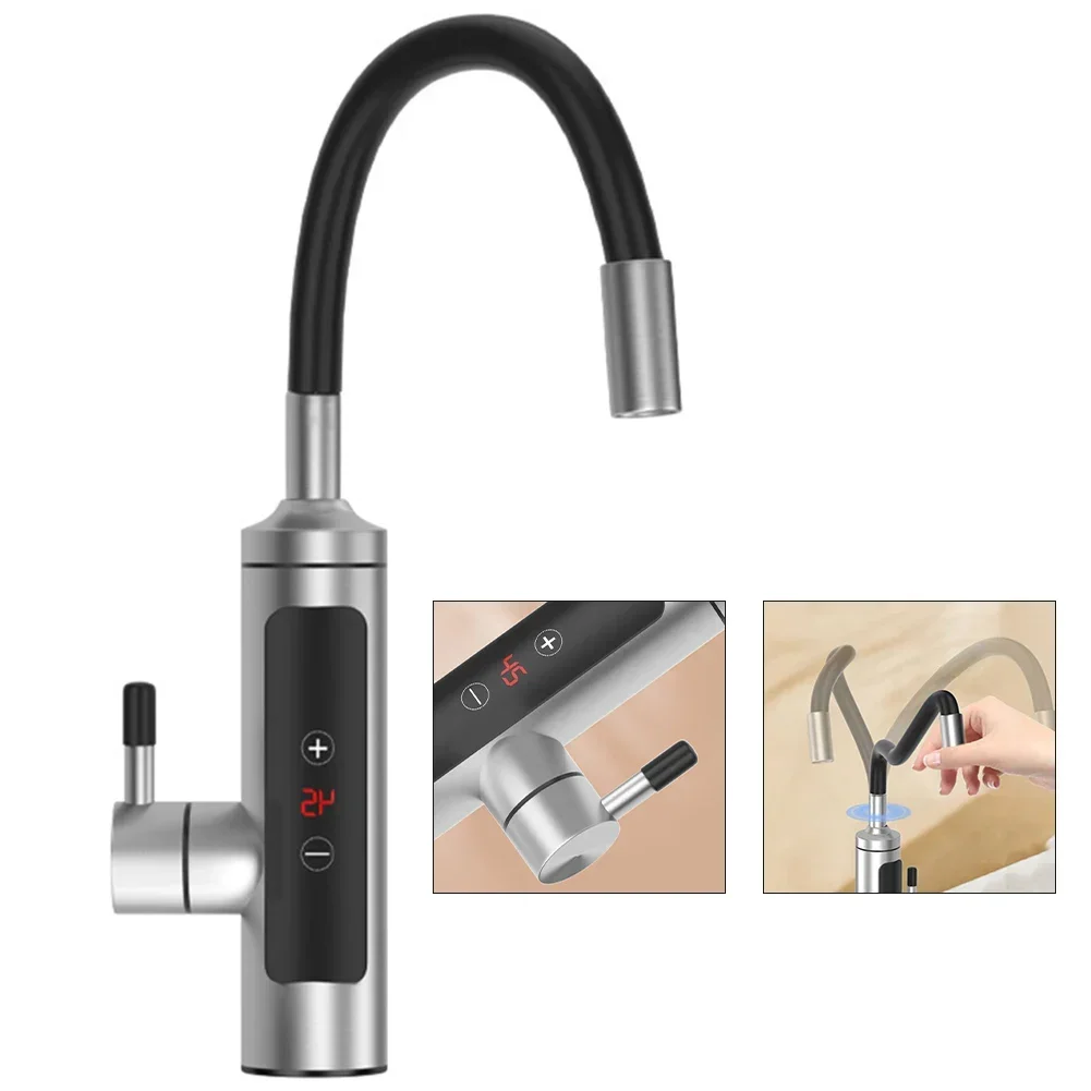 

Home Temperature Display Thermostat Stainless Steel Electric Faucet Water Heater Tap Instant Hot Water Faucet Kitchen Supplies