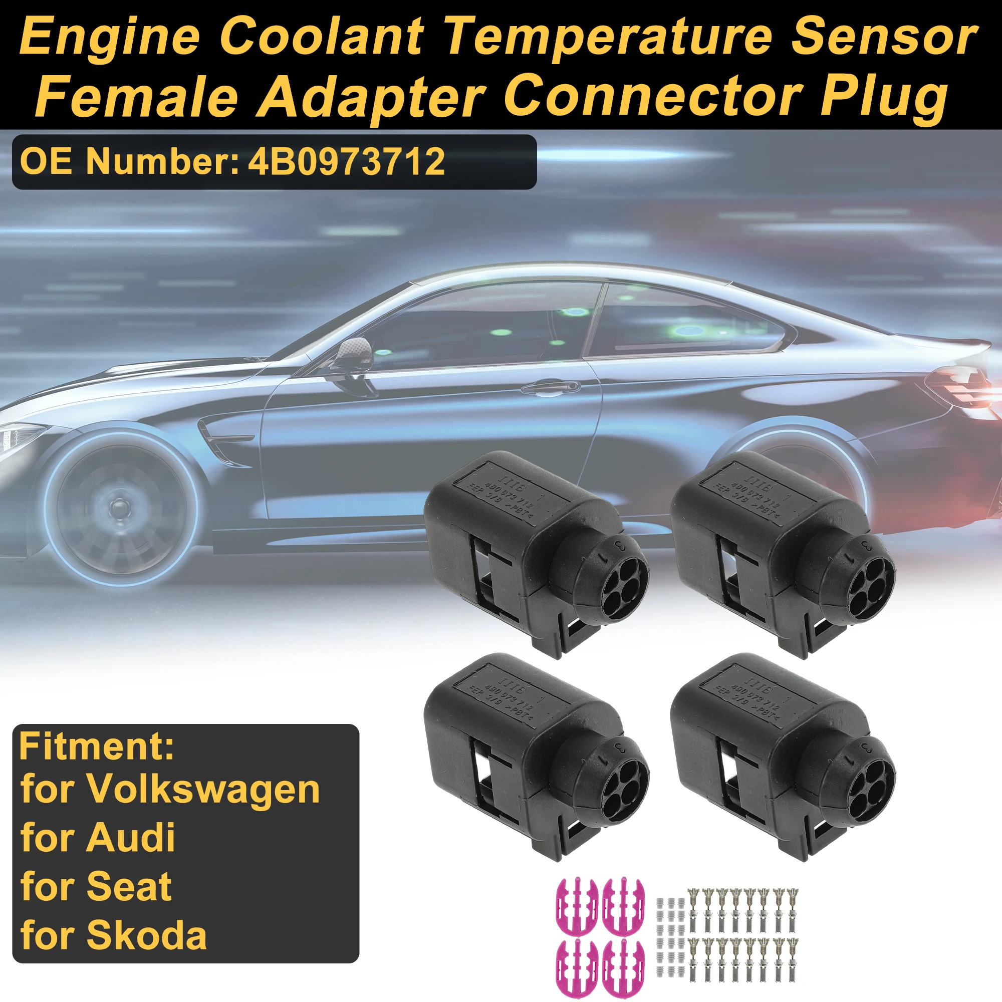 UXCELL Engine Coolant Temperature Sensor Connector Plug for Volkswagen No.4B0973712