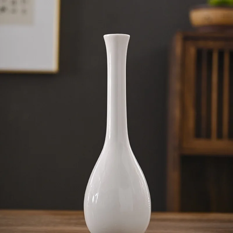 

YFY White Jade Clean Bottle Tea Ceremony Flower Arranger Home Ornament Tabletop Blue Small Vase Guanyin Vase for Zen Vase
