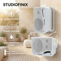 STUDIOFINIX 3,5'' 2PCS 200W Altavoces pasivos para exteriores con cable - Altavoces impermeables de montaje en pared premium de 3 vías, sonido superior