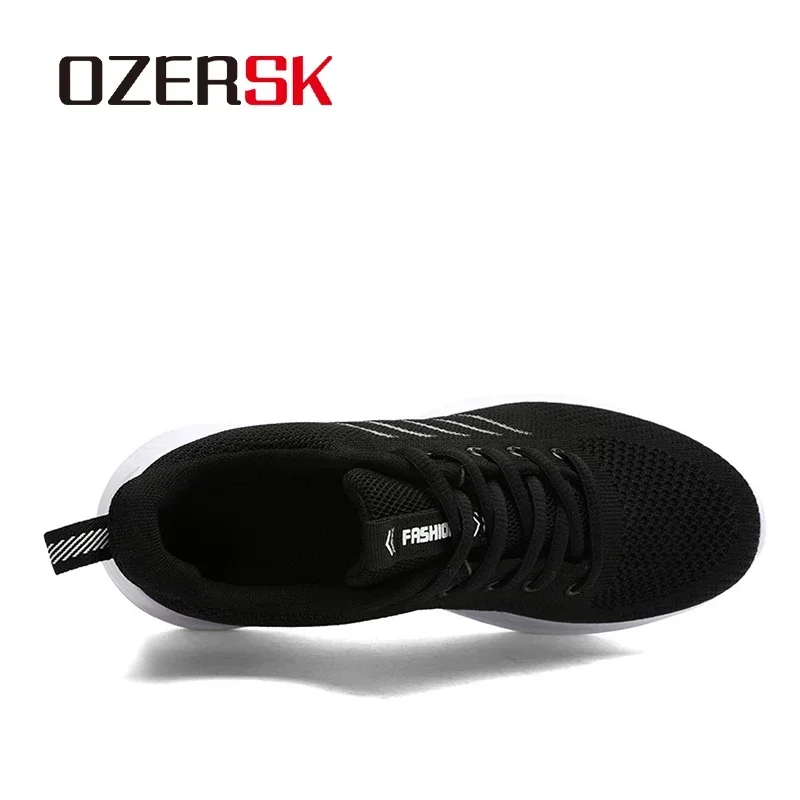 OZERSK Fashion Breathable Sneakers For Women 2025 New Solid Color Soft Mesh Fabric Lace Up Female Cushioning Footwear Shoes