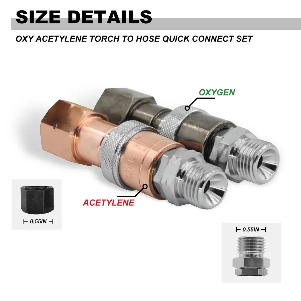 Ensemble de connecteurs rapides pour la danse de l'oxygène, raccords 9/16 "-18 B, tuyau de torche, kit d'équipement de carburant, laiton de haute qualité, acier inoxydable