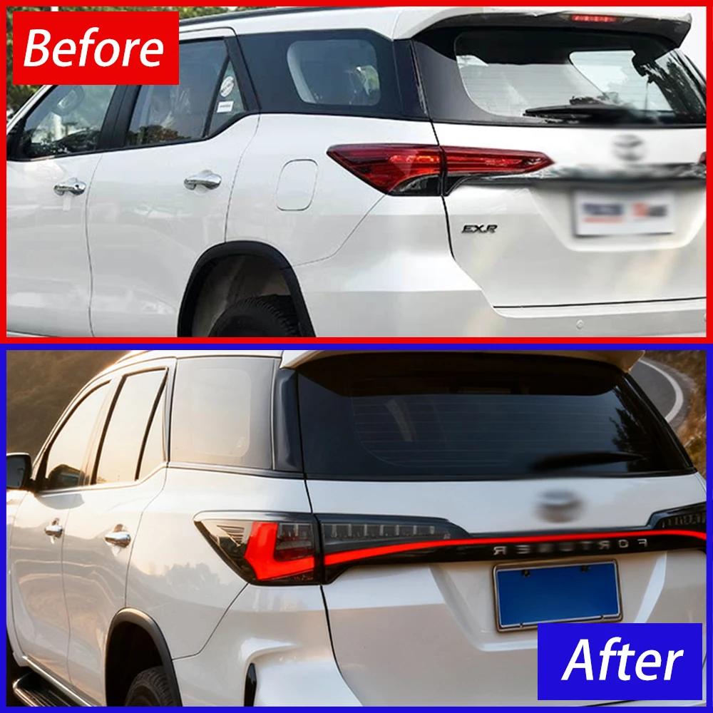 For Toyota Fortuner 2016-2024 LED Car Taillights Assembly Upgrade Start Animation Dynamic Through Taillights Tools Accessories