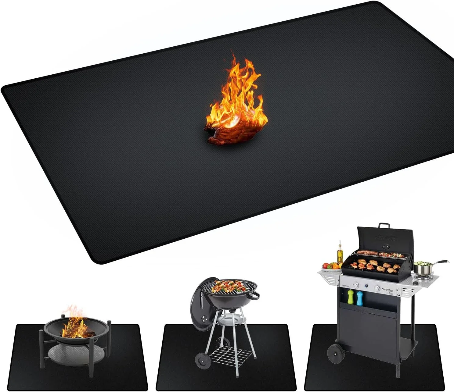Double-Sided Fireproof Under Grill Mat – Waterproof & Oilproof BBQ Protective Pad for Fire Pit, Fireplace, Deck & Patio