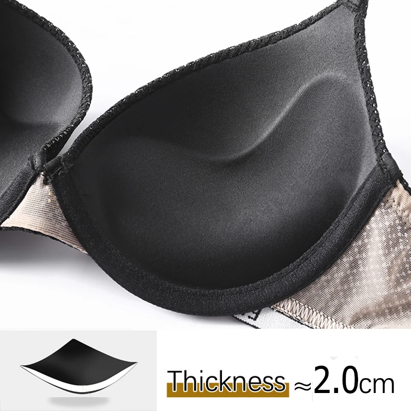 Fashion Contrast Deep V Bras Underwear Sets 3/4 Cup Thick Padded Push Up Bra And Panties Plus Size B C D Sexy Women Lingerie Set