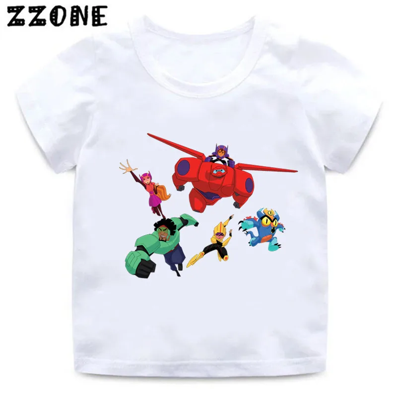 Movie Big Hero 6 Print Cartoon Kids T-Shirts Funny Girls Clothes Baby Boys Short Sleeve White T shirt New Summer Children Tops