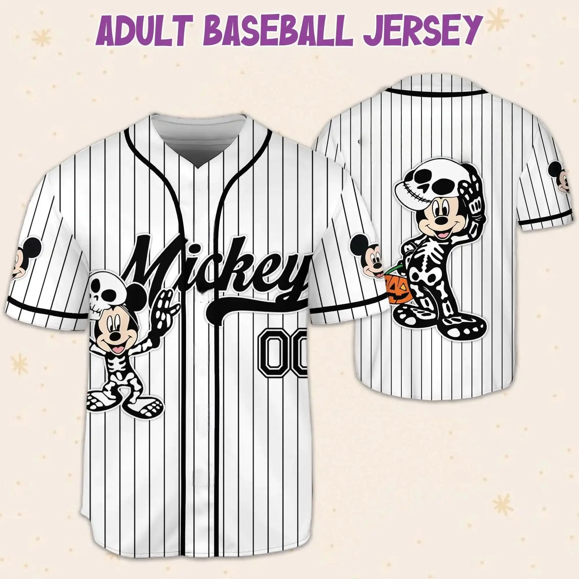 قمصان ميكي فريندز الكلاسيكية على شكل مملكة الحيوانات بأزرار سفلية ملابس رياضية مخصصة لبيسبول ديزني للأطفال والكبار هدايا الهالوين #3