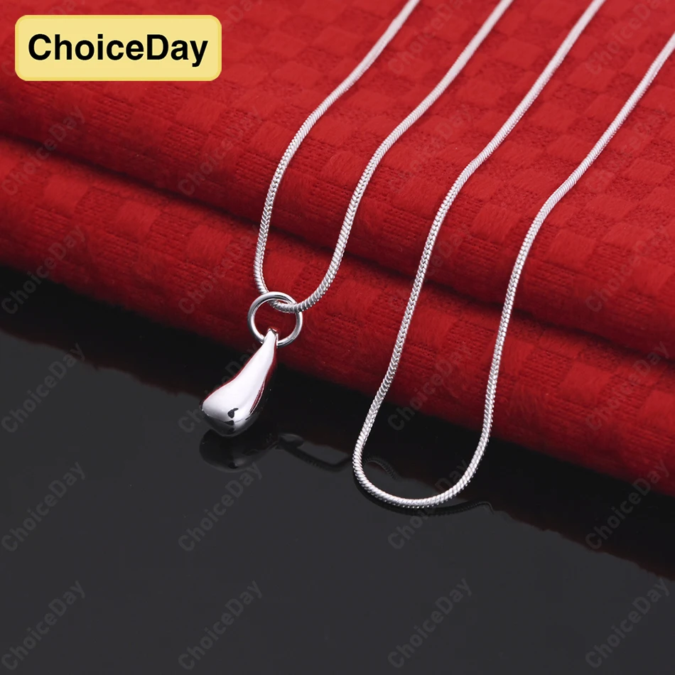 

ChoiceDay Fashion 925 Sterling Silver Exquisite Teardrop Pendant Necklace for Women Wedding Gift Accessories Jewelry