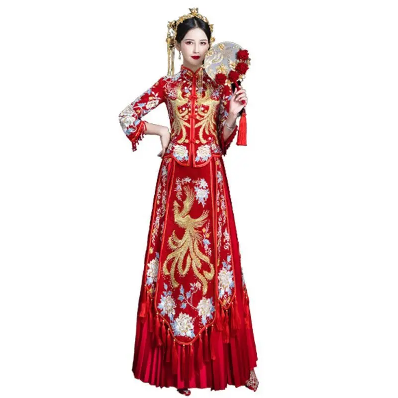 Z43  New plus size bride slim Chinese style toast dress wedding dress