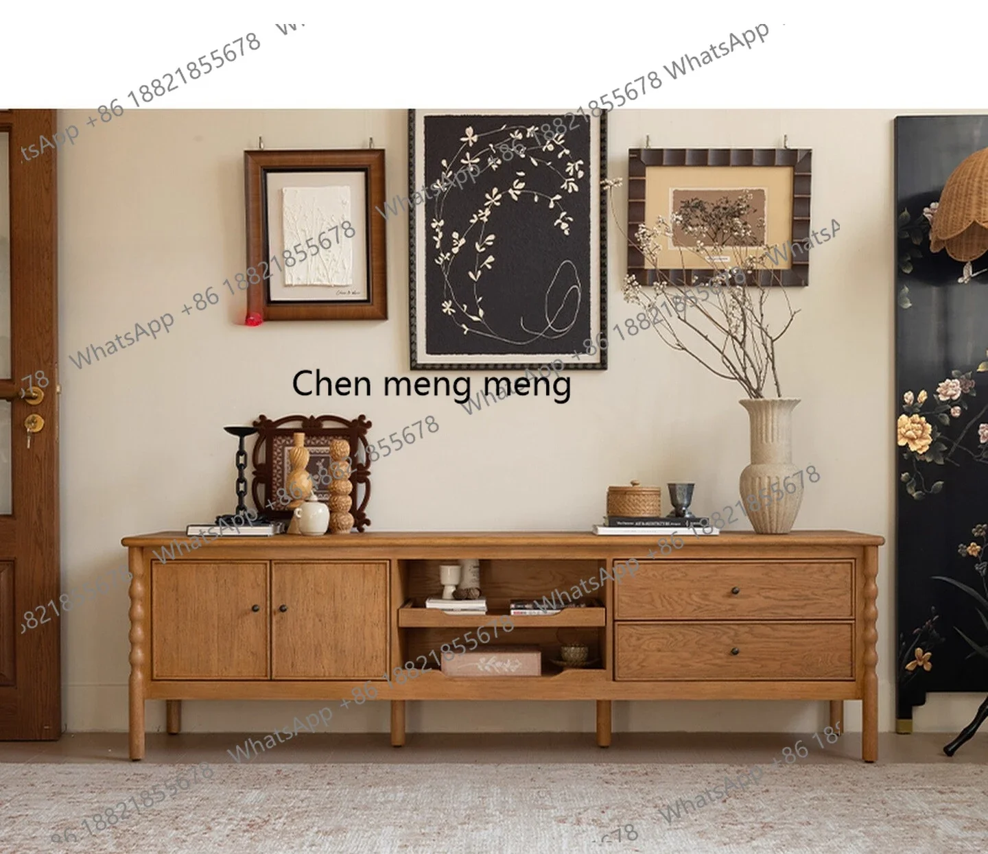 

TV cabinet Solid wood medieval French retro premium living room storage cabinet