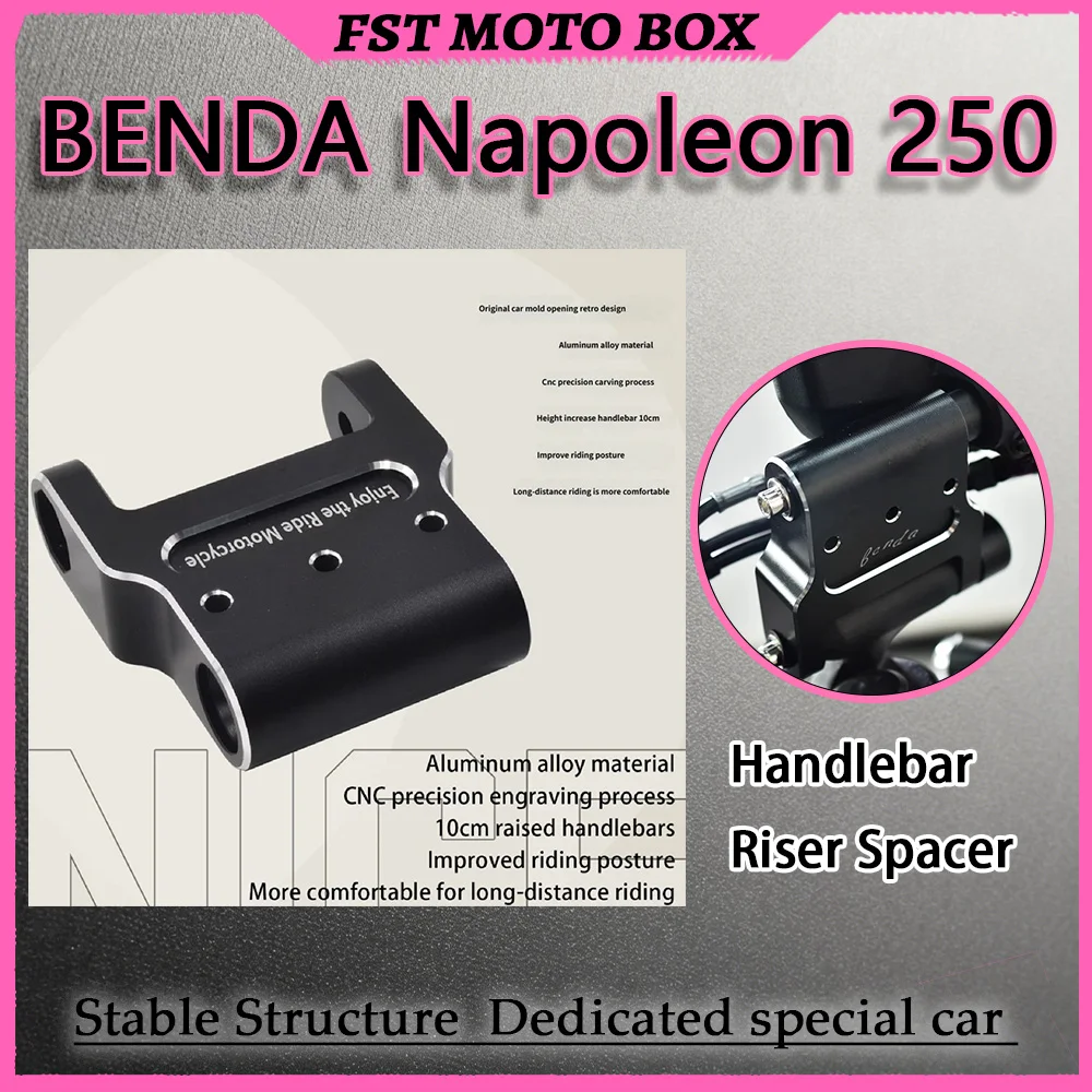 FOR Benda Napoleonbob 250 High-Rise Separated Handlebar Kit, Retro Pullback Ape Hanger, CNC Riser Mounts, Comfort Upright Riding