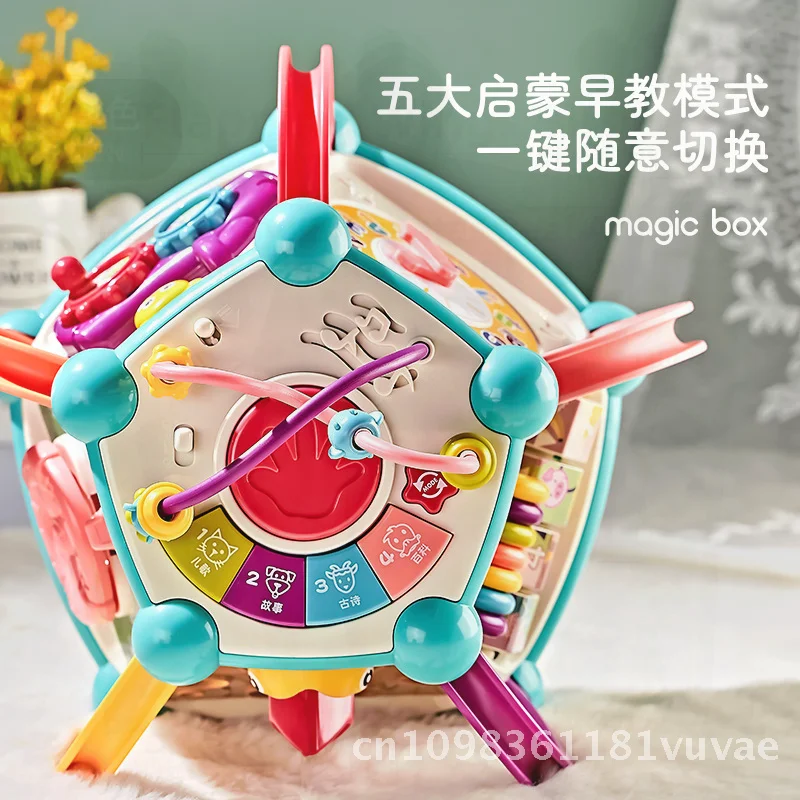 Tambor de mano multifuncional para niños, raqueta para bebé de 6/7 lados, juguete educativo para edades tempranas, poliedro educativo para bebés de 0 a 3 años