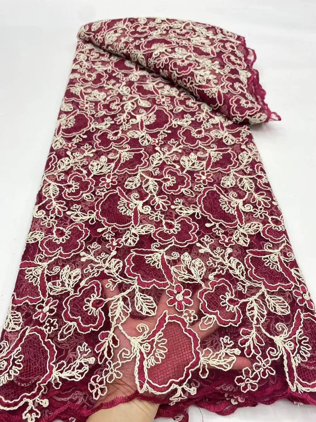 

2025 Высокое качество в африканском нигерийском стиле с тюлем, кружевная ткань, гипюровая вышивка, платья, блестки, бусины, камень, 5 ярдов, DP0422