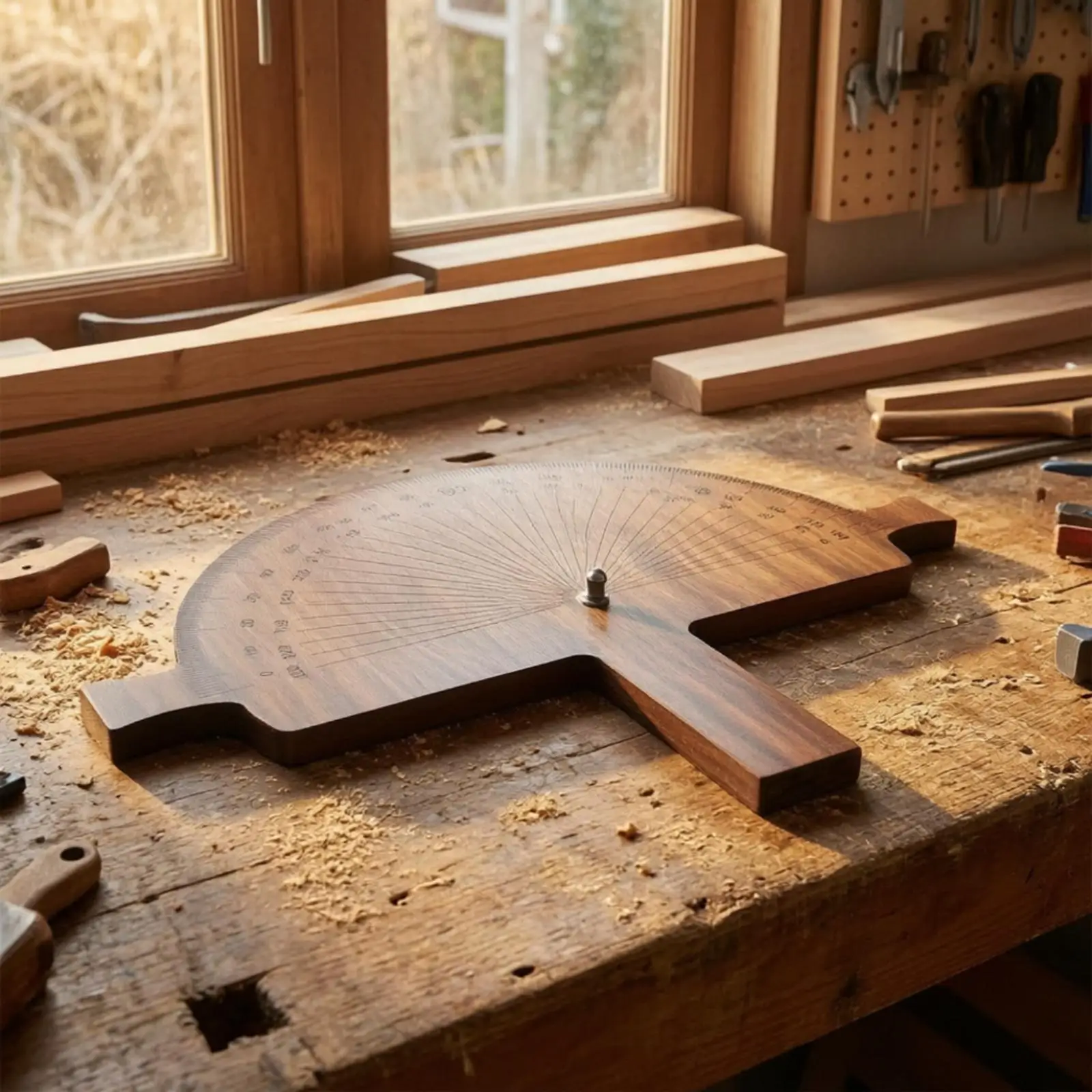 Wooden Protractor Flat Angle Measuring Tool Repeatable for Carpenters