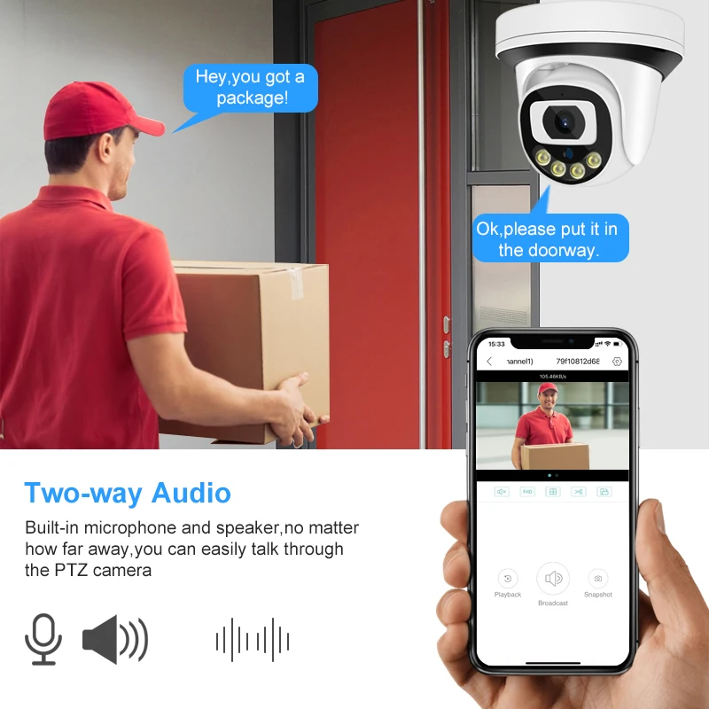Smar IR/Color Night Vision 4K 3MP/4MP/5MP/8MP Camera Two Way Audio Microphone Ai Face Detect Security Protection Onvif ICSEE APP