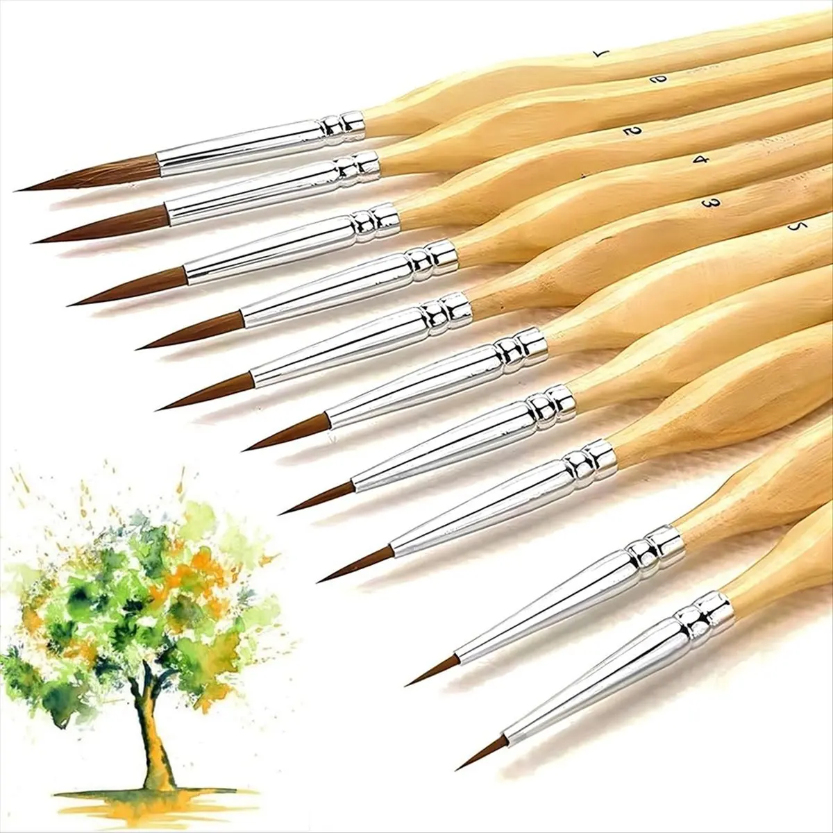 【Shop Now Y24A】 Detail Brushes Set of 10 Brushes Thin Brushes for Acrylic, Watercolor, Face, Nails, Scale Model Painting, Line D