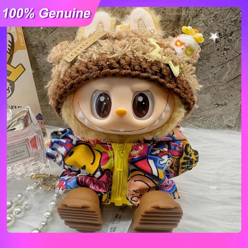 

New Suitable For 17cm Labubu Clothing V1/V2/V3 Generation 17cm Doll Clothes Original Coffee Colored Hat Coat Shoes Suit