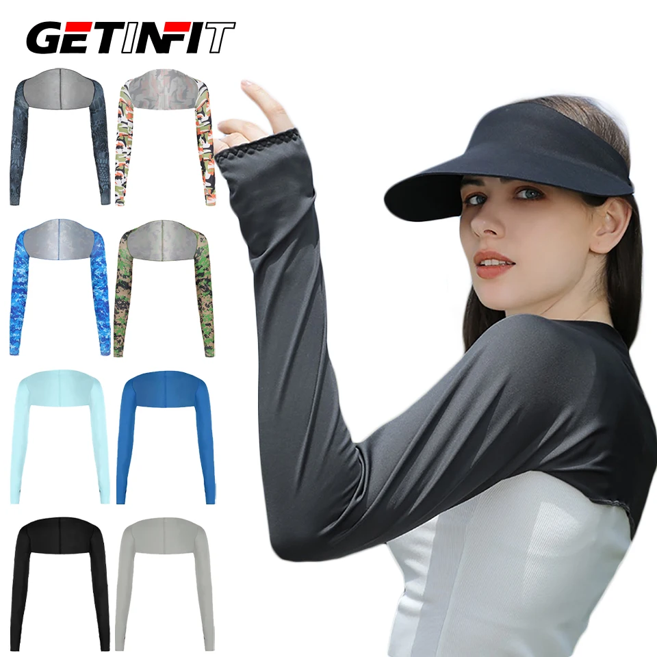 GETINFIT Sunscreen Shawl Sleeves Thumb Hole Design High Elasticity Comfort One Piece Shoulder Multifunctional Arm Cover Unisex