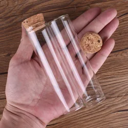 Tubes à essai en verre avec bouchon en liège, verrerie de laboratoire, bocaux à épices, flacons terrarium, accessoire de bricolage artisanal, 60ml, 3x12cm, 5 pièces