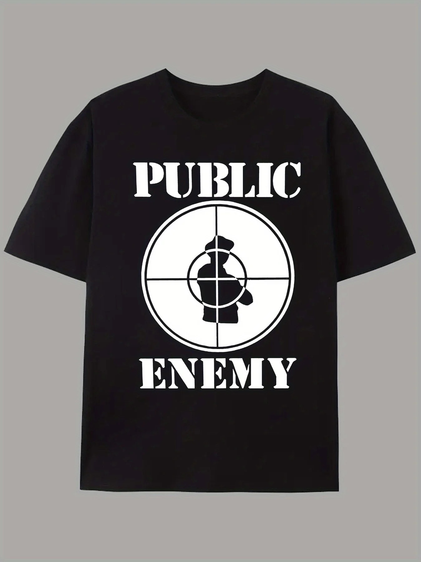 

Мужская повседневная футболка с рисунком PUBLIC ENEMY, черная футболка с круглым вырезом и короткими рукавами на лето и весну