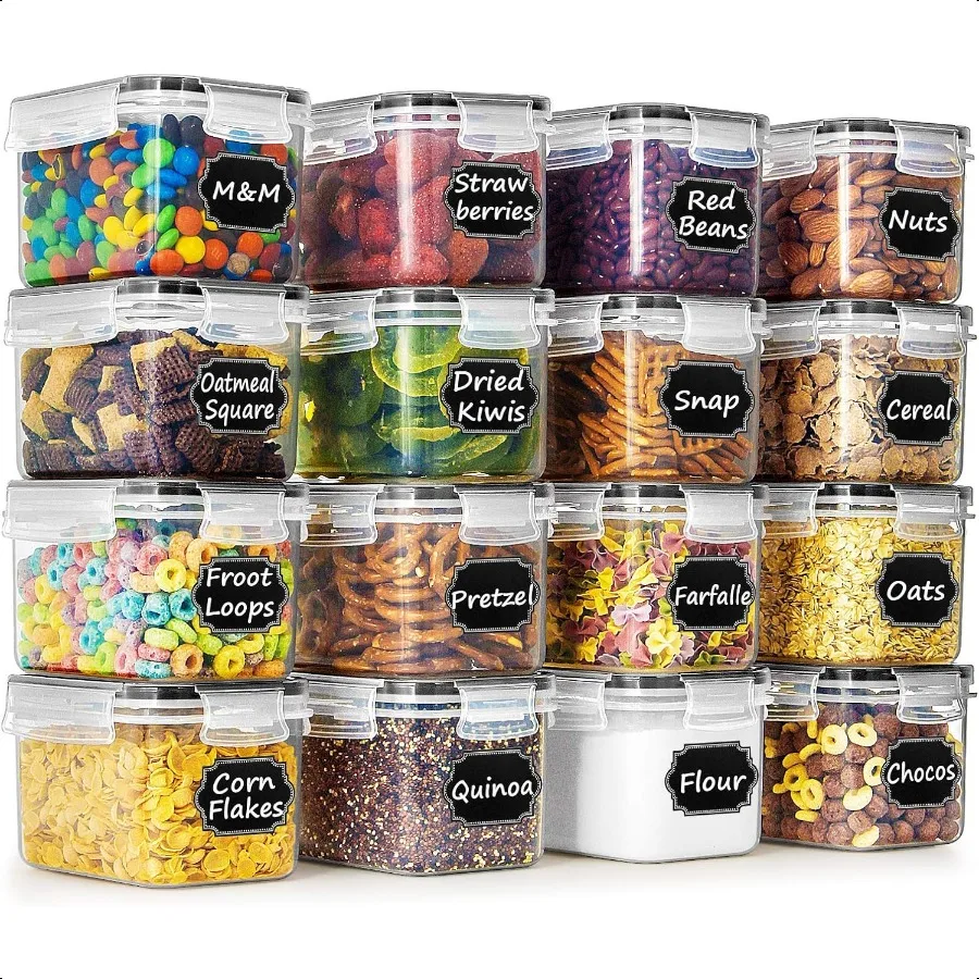 

Набор контейнеров для хранения сухих продуктов Wildone Cereal из 16 чашек [0,8 л 3,38 л] для сахарной муки и выпечки герметичных герметичных BPA Fr