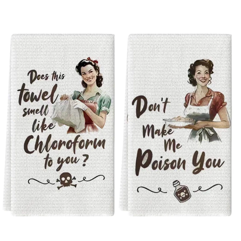 2Pcs, Retro Beauty-Themed Quirky Kitchen Towels, 40Cm*60Cm Towel Set, Best Kitchen Towels, Super Absorbent Soft Cleaning Cloth, Cooking and Baking Tea Towel, Hand Towel, Cleaning Cloth, Dishcloth, Kitchen Decoration, Living Room Decorations, Kitchen Essentials, Home Essentials