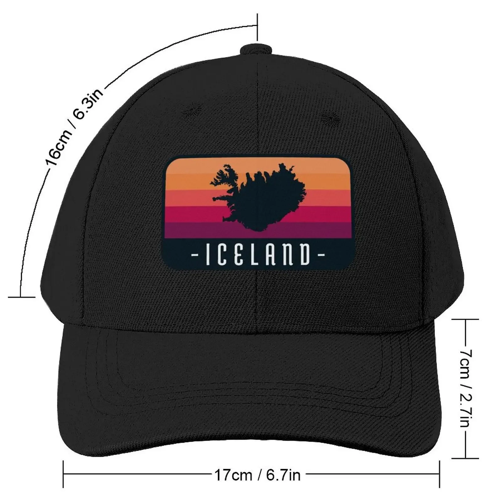 Iceland Retro Travel Sunset - Vintage Travel Country Outline Baseball Cap Custom Cap Trucker Cap Women Hats Men's