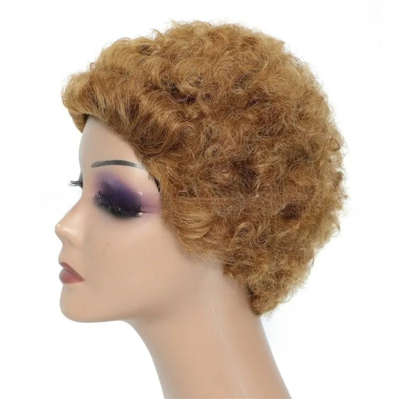 카를 웨이브 인모 풀머시닝 가발 # 부드럽고 볼륨감 있는 27인치 울 같은 컬, 자연스러운 질감의 브라질산 버진 레미 헤어