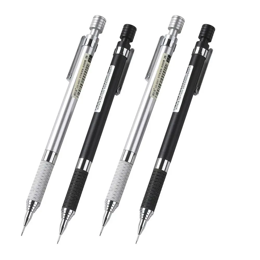 Druckbleistift aus Metall, 0,5/0,7 mm, bruchsicherer Antriebsstift, grafisches Design, automatischer Bleistift mit geringer Schwerkraft