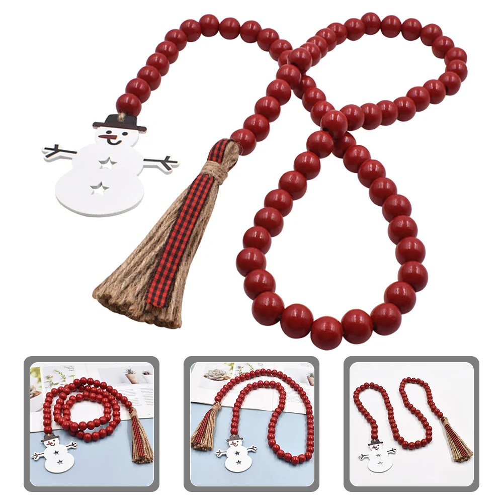 

Christmas Snowman Bead Garland Wooden Wall Hanging Decor For Home Living Room Bedroom Office Farmhouse Tiered Tray Rustic