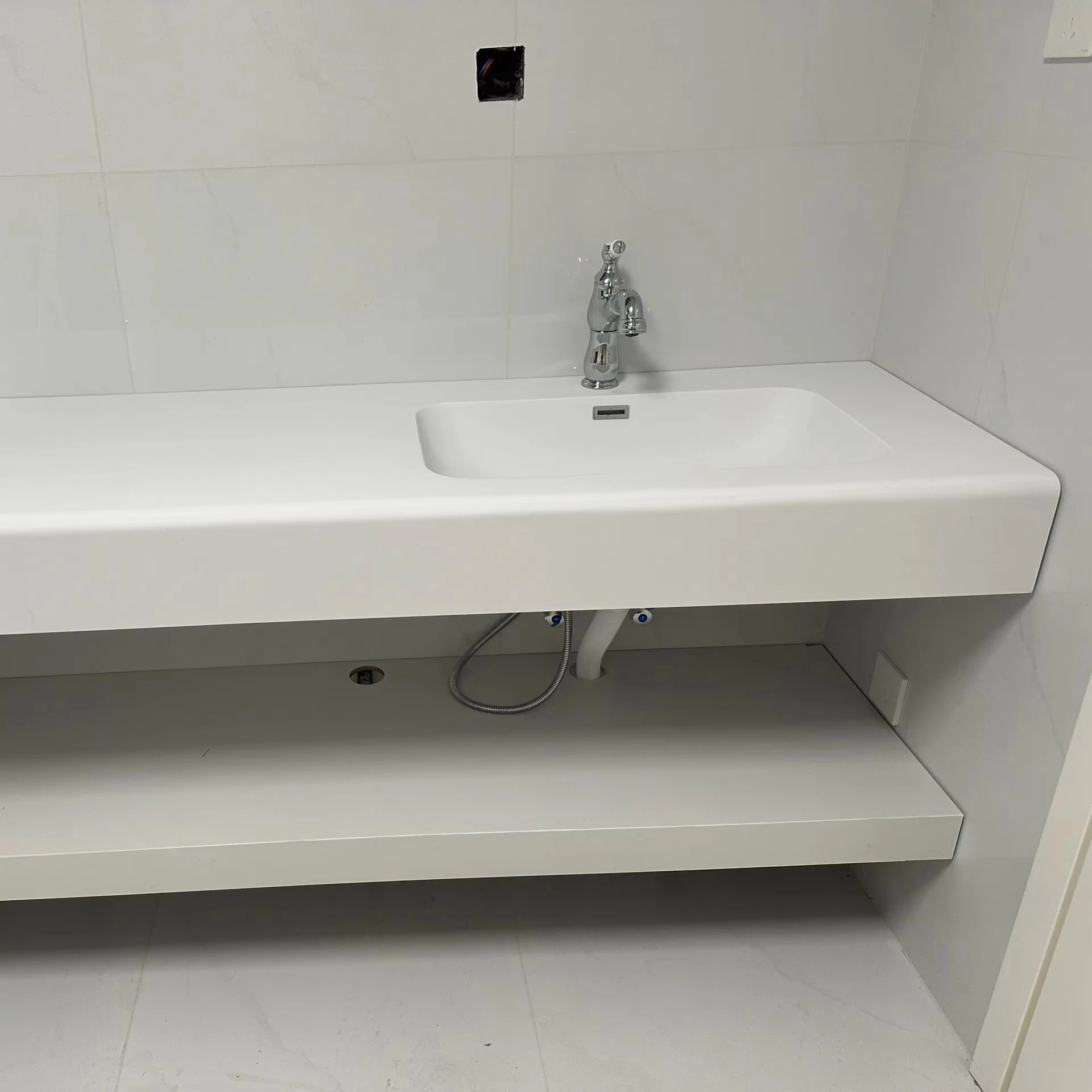 xx-Modern Double-Layer Artificial Stone Integrated Washbasin with Drainage Groove Rectangular Sink for Bathroom for Villas*