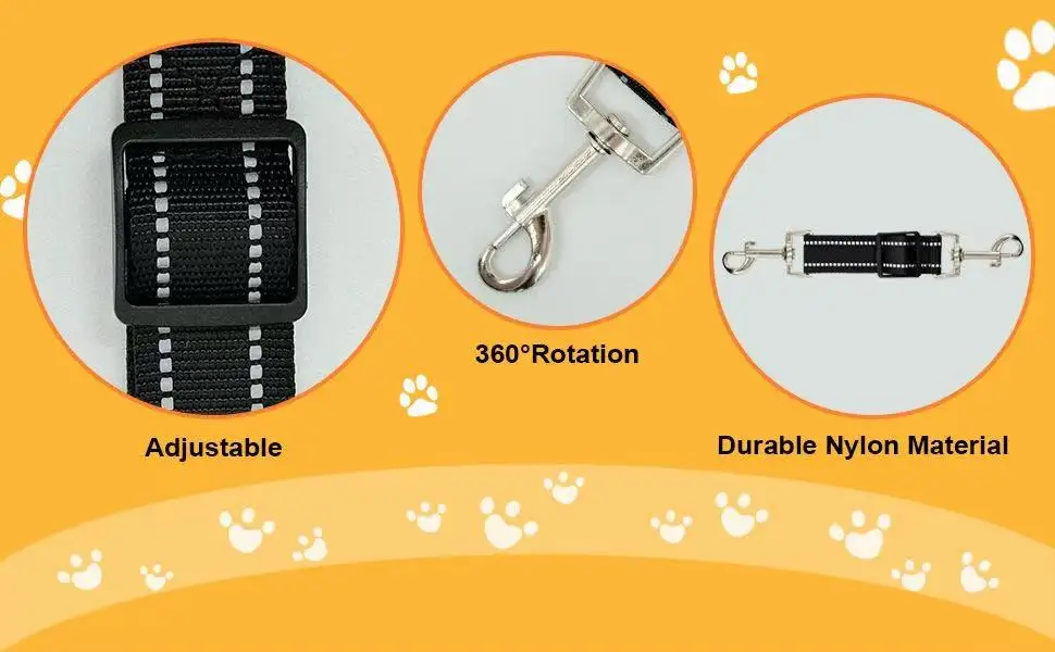 Reflektierender Sicherheitshalsband-Clip für Hunde – robuste Leinebefestigung aus Polyamid mit 360° ° Drehbar, längenverstellbar, vertikaler Druck – Detail 9