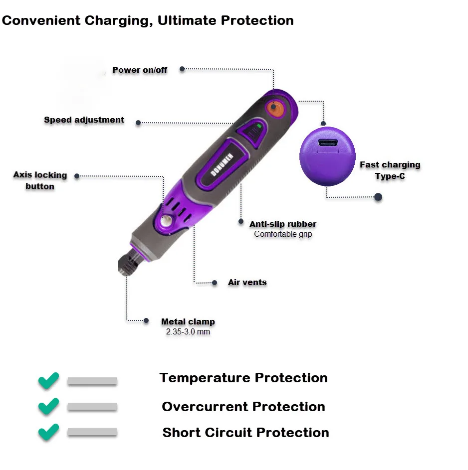 Rotary tool mini Electric Drill Multifunctional Grinder 3-Speed USB Power Tool with Engraving Pen and Accessories Set Home DIY