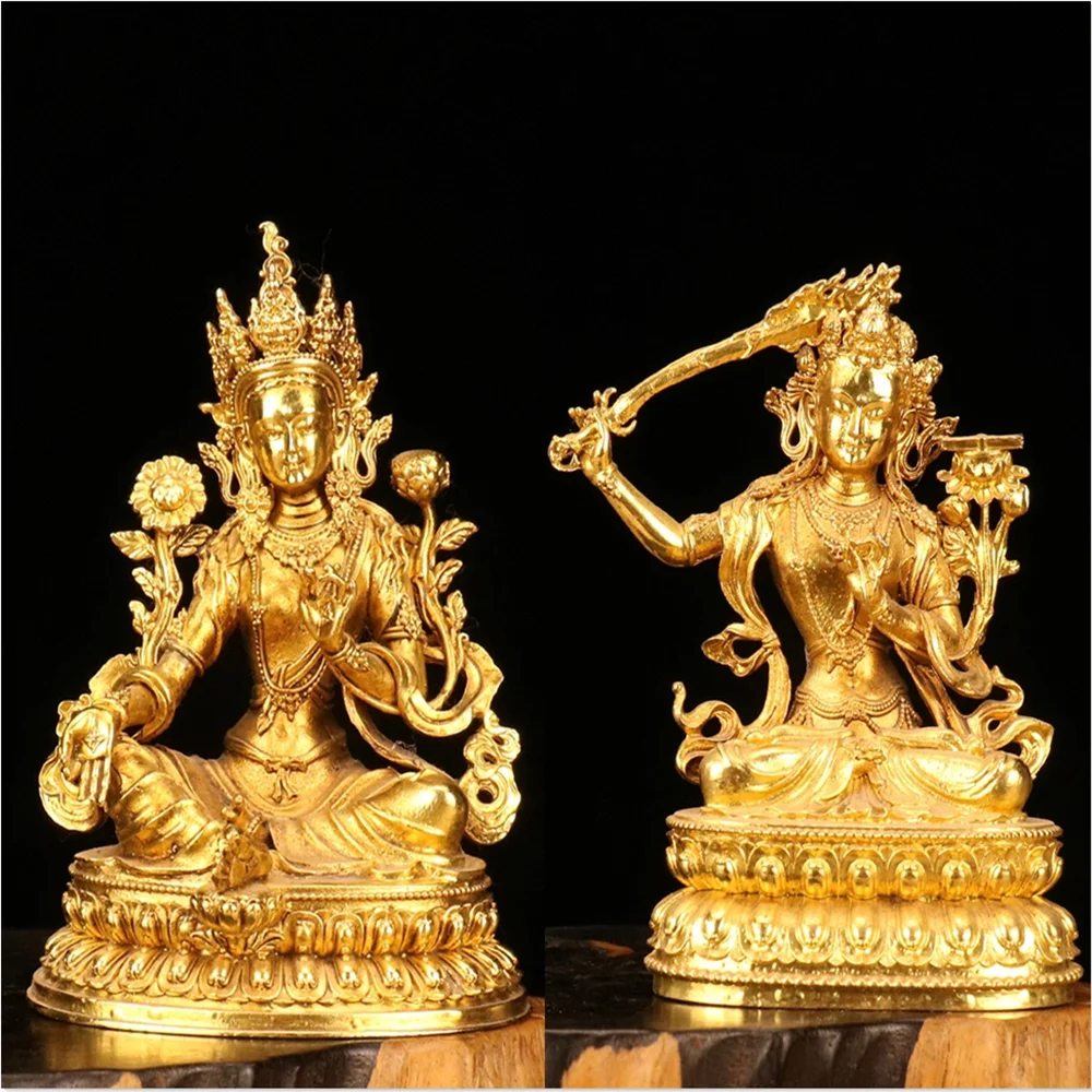 Golden Buddha Statue Tibetan Tara Sculpture Thai Religion Buddhist Bodhisattva Decoration Buddha Statue Goddess Statue Sculpture