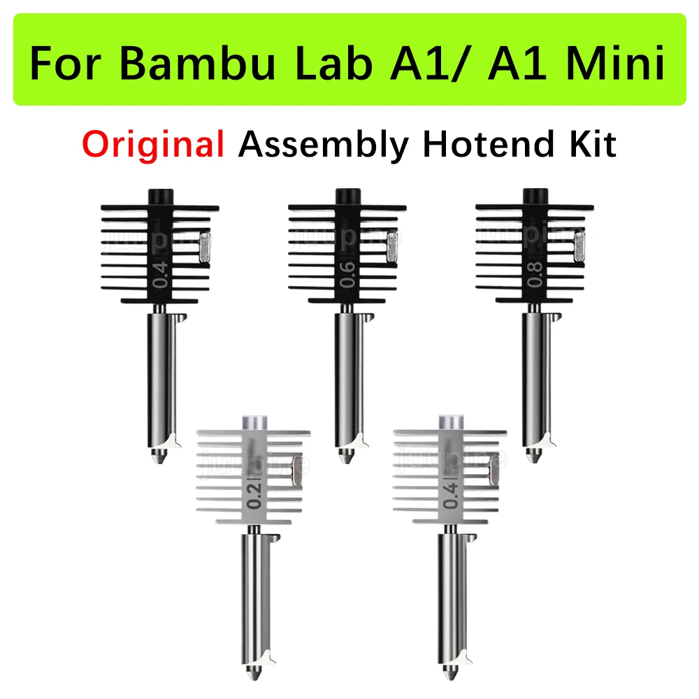 Kit Hotend Original para Bambu Lab A1/A1 Mini montaje de extremo caliente de velocidad rápida 0,2/0,4/0,6/0,8mm boquilla de acero endurecido pieza de impresora 3D