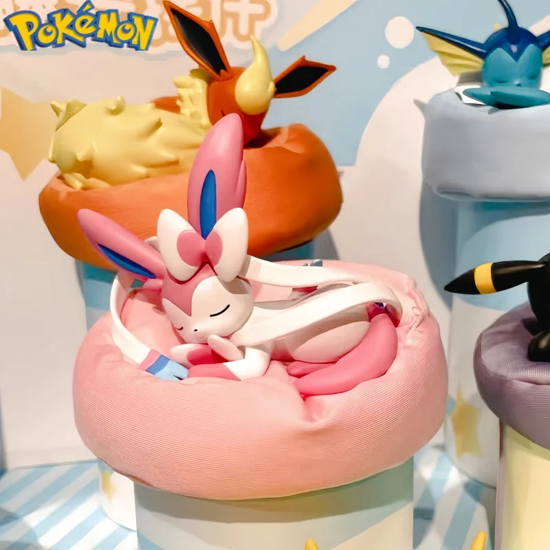 En Stock, Caja Sorpresa Original de la Serie Pokémon Eevee en Posición de Dormir, Sylveon, Umbreon, Flareon, Jolteon, Modelo Decorativo de Escritorio, Regalo