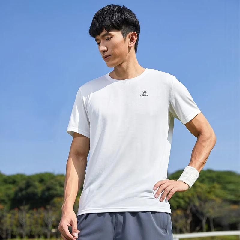 Imagem -05 - Camel Dourado-camiseta Esportiva Respirável para Homens e Mulheres Top de Fitness Solto Manga Curta Corrida Secagem Rápida Verão Novo 2023