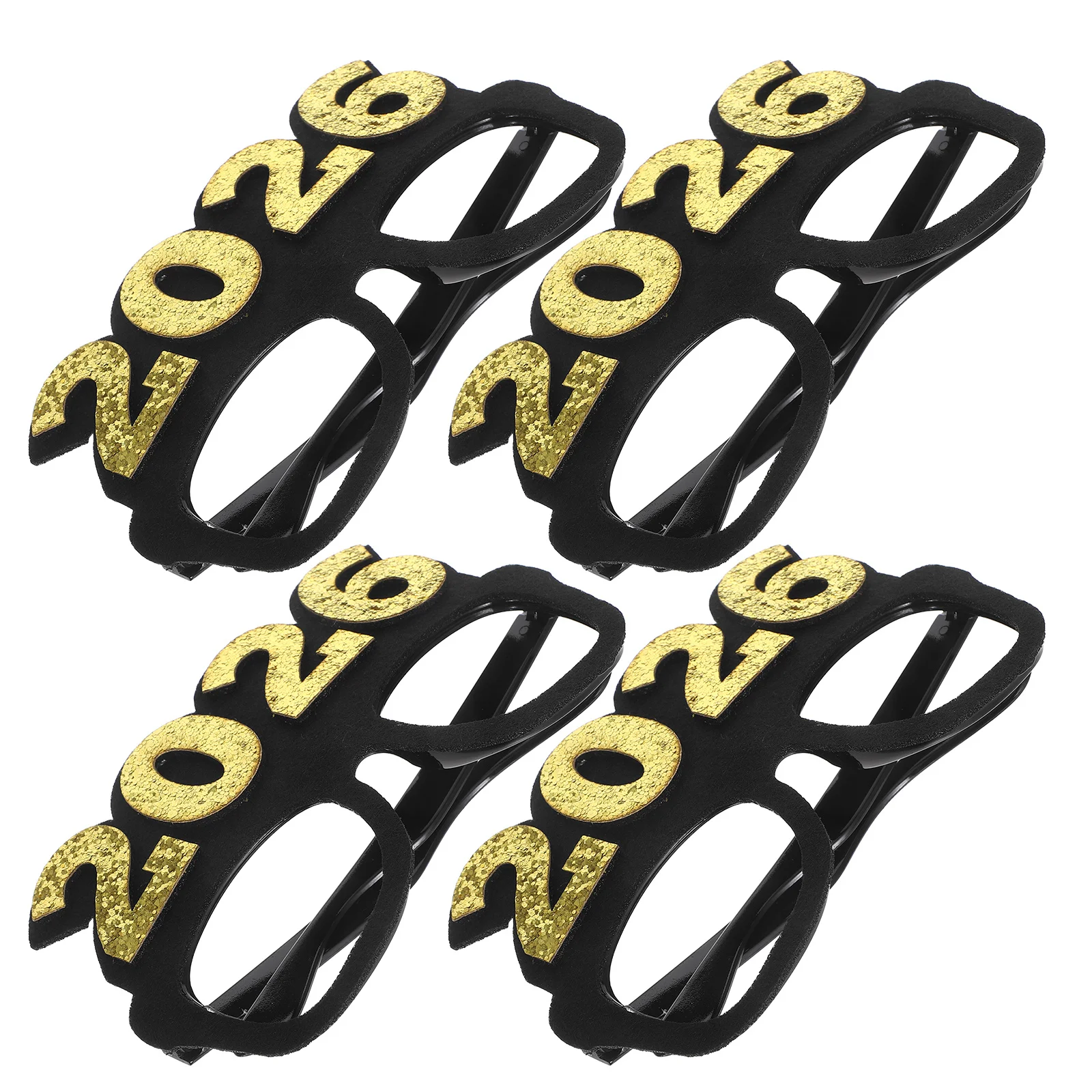 

4Pcs 2026 New Year Glasses Glitter Number Shaped Party Eyeglasses Photo Props Nye Celebration Accessories Plastic Party Favors