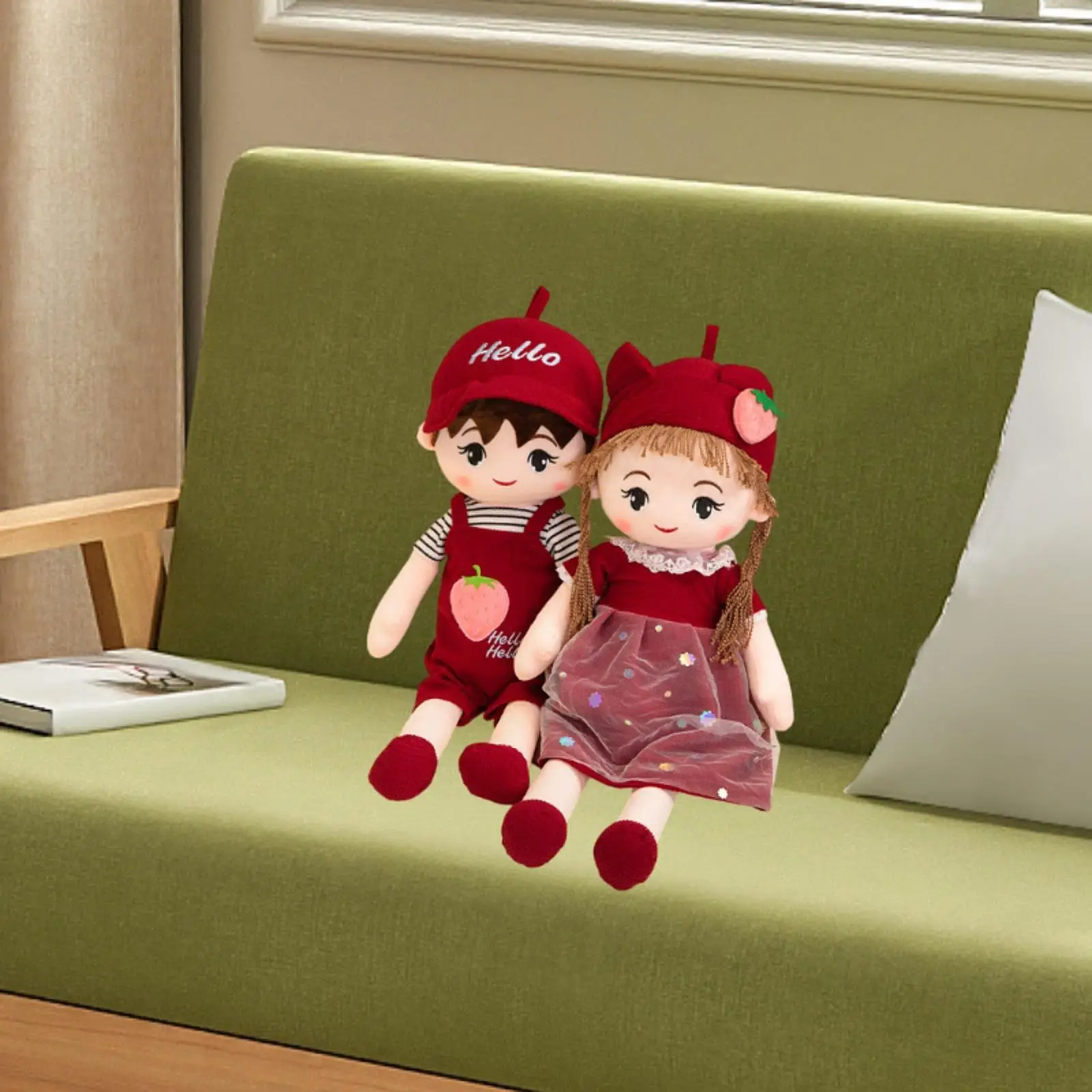 2x Stuffed Toys Cartoon Couple Doll Toys for Valentine's Day Wedding Gifts