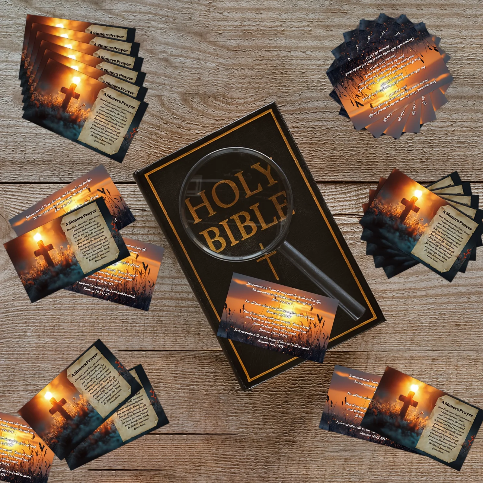 100 Pcs Bulk Plan of Salvation Cards Prayer Cards Gospel Tract Cards Pocket Holy Postcards Inspirational Bible Verses Wallet Pla