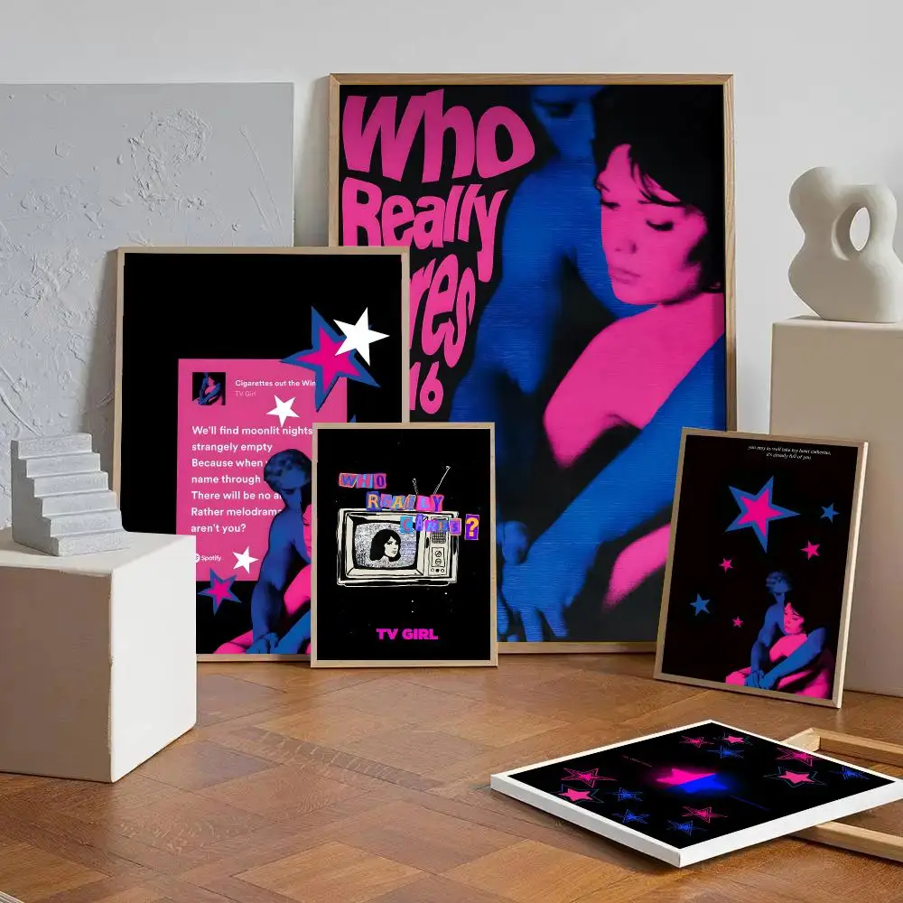 Who Really Cares-T-TV Girl Album Poster Self-adhesive Art Waterproof Paper Sticker Coffee House Wall Decor