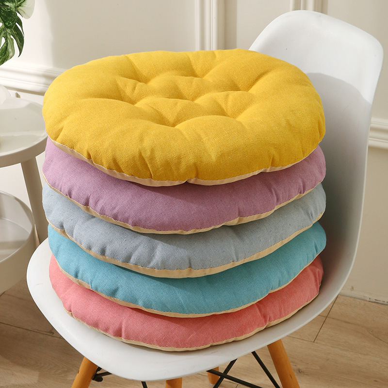  Office Chair Cushion Color Round Cushion Household Dining Sofa Seat Pad Student Stool Butt Cushion Soft Non-slip Seat Cushion 