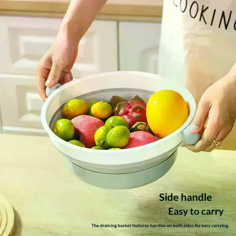 [MA]Double Layer Collapsible Colander 2 In 1 Drain Wash BPA Free For Kitchen Wash Fruits Veggies Pasta[MA]