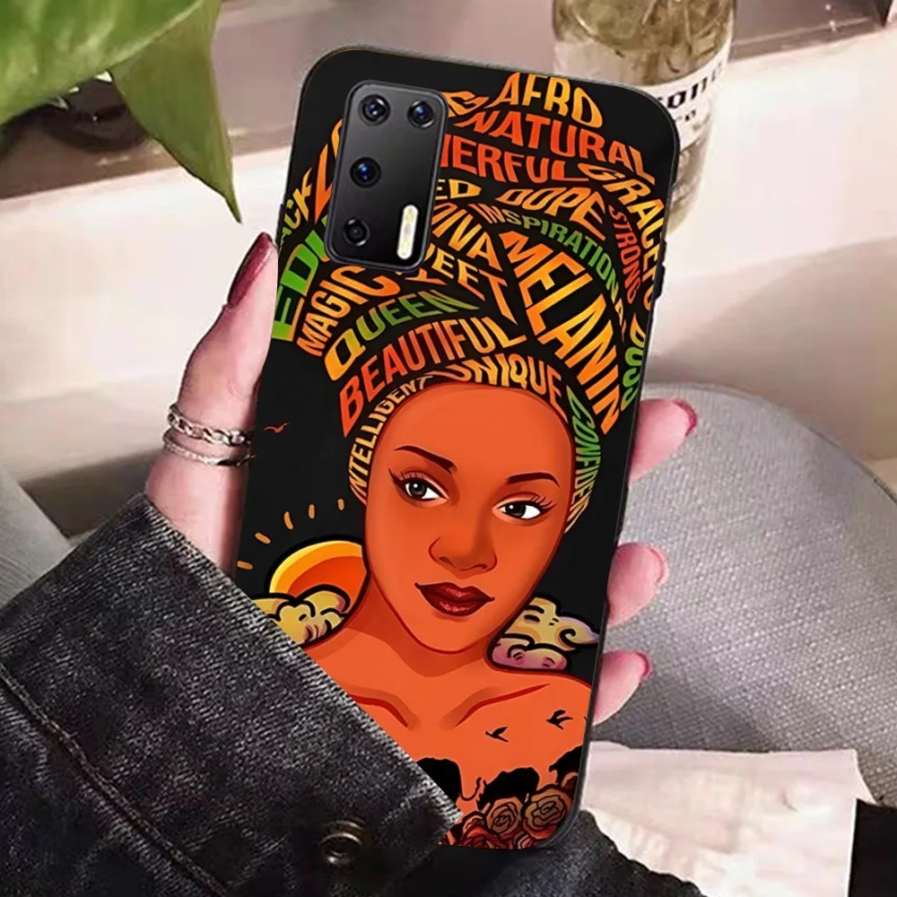 African Afro Melanin Poppin Black Girl Phone Case For Huawei P 8 9 10 20 30 40 50 Pro Lite Psmart Honor 10 Lite 70 Mate 20lite