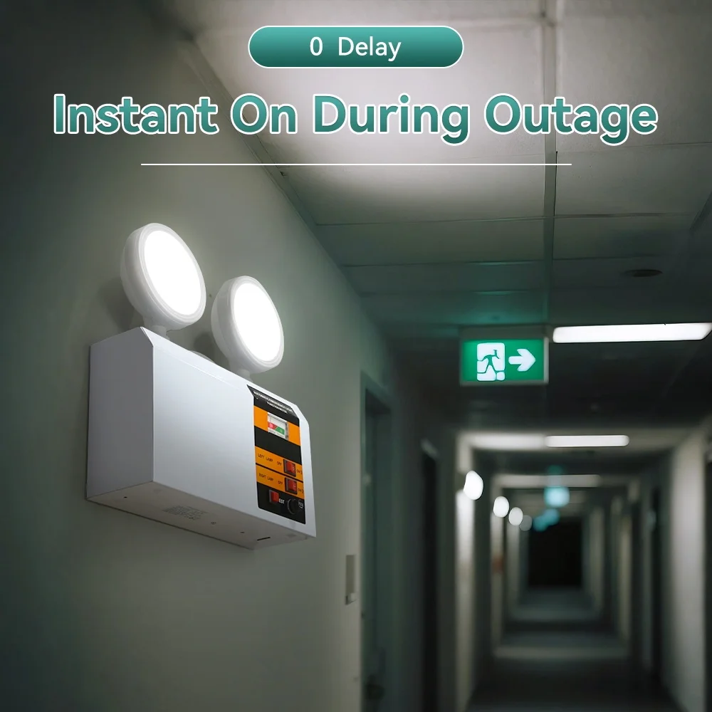 Twin head Fire Emergency Light Rechargeable LED Automatic Lighting Fire Emergency Lamp Wall light for Corridors Stairs And Lofts