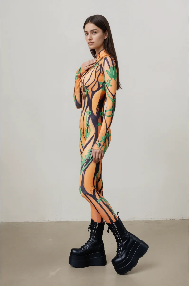 IOOTIANY Damen Schmetterling-Schlangen-Bodysuit Catsuit Tribal Halloween Party Rave Jumpsuit Festival Cosplay Performance Zentai – Detail 24